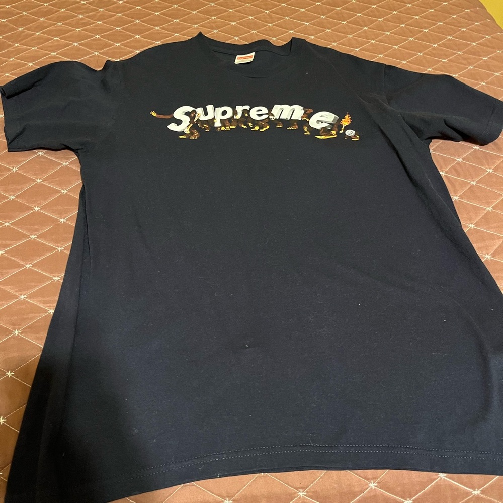 Supreme Black Tee with Flaming Logo